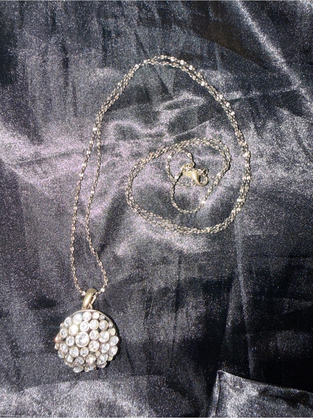 VTG Kiam Family Lia Sophia Faux Opal Disco Ball Dome Pendant Necklace